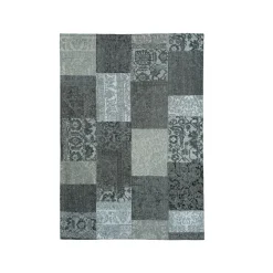 EMINZA Tapis de salon rectangulaire jacquard (140 x 200 cm) Rishi et gris Noir Best
