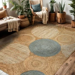 EMINZA Tapis de salon rectangulaire jute tissée main (160 x 230 cm) Tara Marron Hot