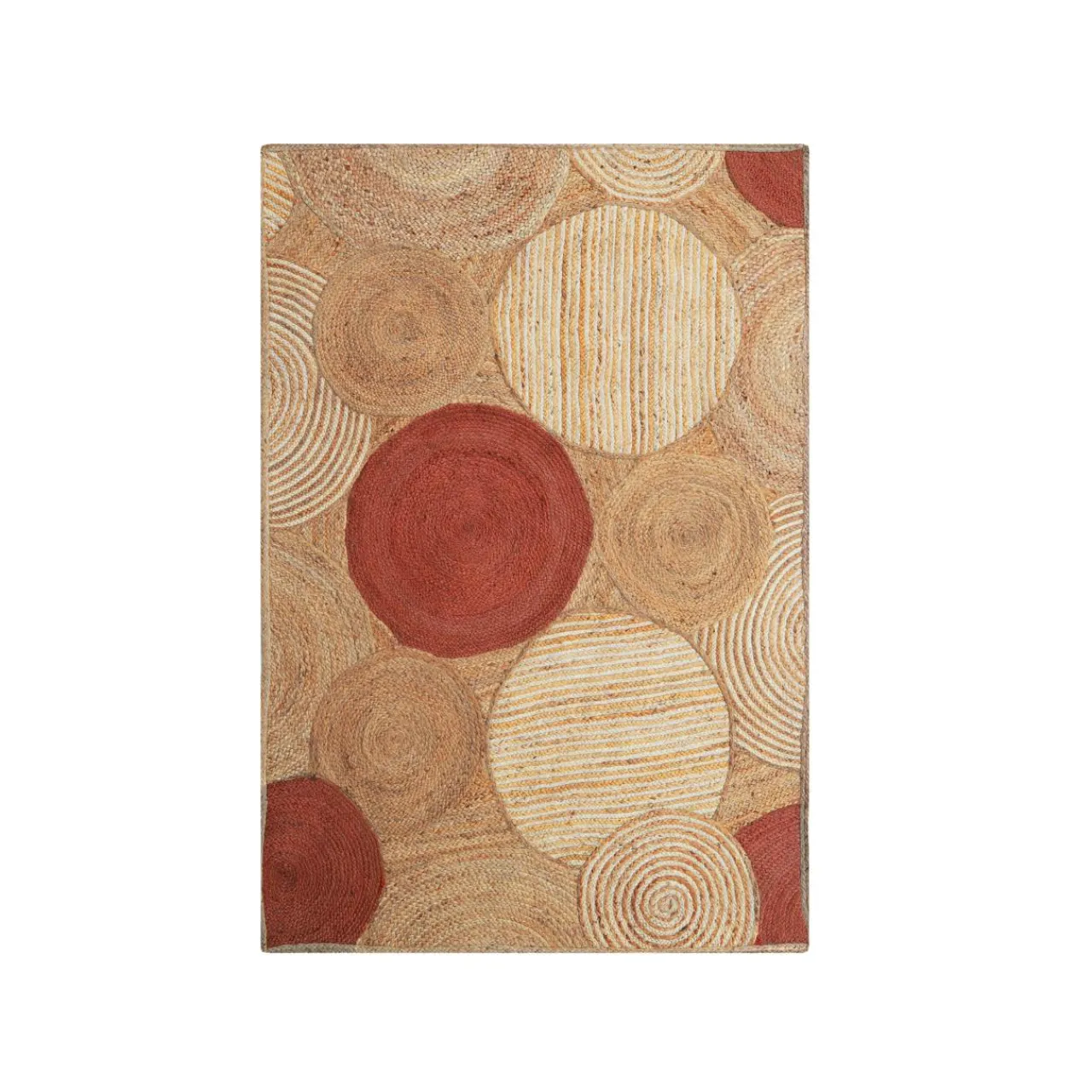 EMINZA Tapis de salon rectangulaire jute tissée main (200 x 300 cm) Tara Terracotta Discount
