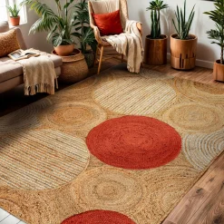 EMINZA Tapis de salon rectangulaire jute tissée main (140 x 200 cm) Tara Terracotta Sale