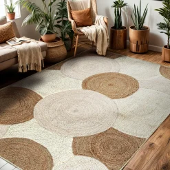 EMINZA Tapis de salon rectangulaire jute tressée main (140 x 200 cm) Reina Beige Best
