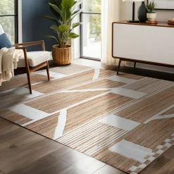 EMINZA Tapis de salon rectangulaire jute (140 x 200 cm) Paris Beige New