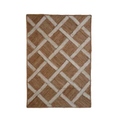 EMINZA Tapis de salon rectangulaire jute tissée main (140 x 200 cm) Akira Marron Sale