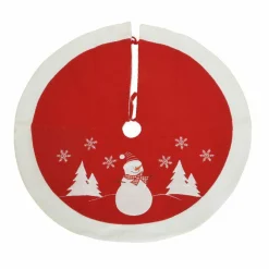 KAEMINGK Tapis de sapin rond (D89 cm) Bonhomme de neige Rouge Outlet