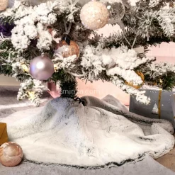 Feeric Lights & Christmas Tapis de sapin rond (D90 cm) Fourrure d'hiver Gris New