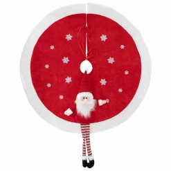 Feeric Lights & Christmas Tapis de sapin rond (D90 cm) Père Noël rigolo Rouge