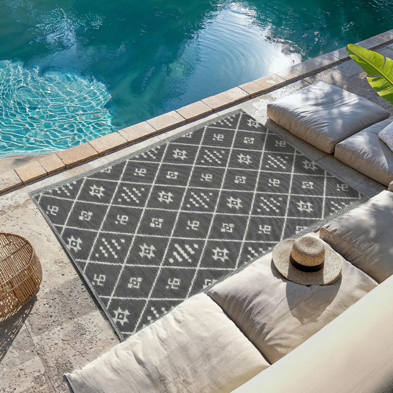 #N/A Tapis d'extérieur rectangulaire (180 x 120 cm) Inca Gris Clearance