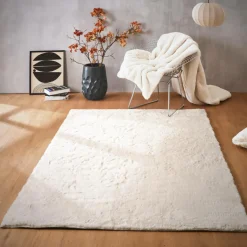 EMINZA Tapis rectangulaire fausse fourrure (140 x 200 cm) Finn Blanc Clearance