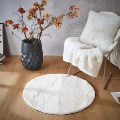 EMINZA Tapis rond fausse fourrure (80 cm) Finn Blanc Best