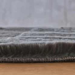 EMINZA Tapis rond fausse fourrure (80 cm) Finn Gris Anthracite Clearance