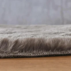 EMINZA Tapis rond fausse fourrure (80 cm) Finn Taupe Online