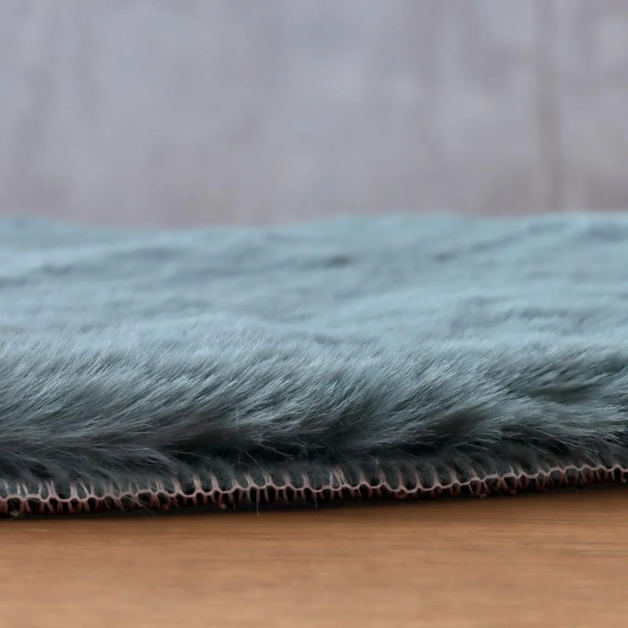 EMINZA Tapis rond fausse fourrure (80 cm) Finn Bleu