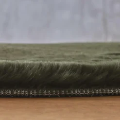 EMINZA Tapis rond fausse fourrure (80 cm) Finn Vert kaki Discount