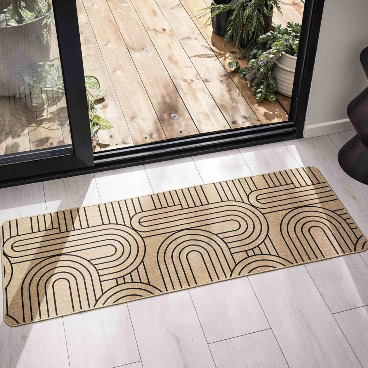 douceur d'intu017drieur Tapis tissé antidérapant (45 x 120 cm) Modul Noir Discount