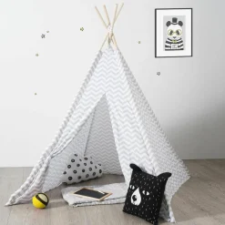 Atmosphera createur d'interieur for kids Tipi enfant bois et tissu (H160 cm) Twin Gris Online