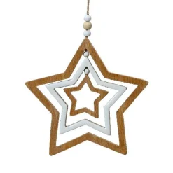 KAEMINGK Étoile de Noël à suspendre (H13 cm) et perles Nature Bois Outlet