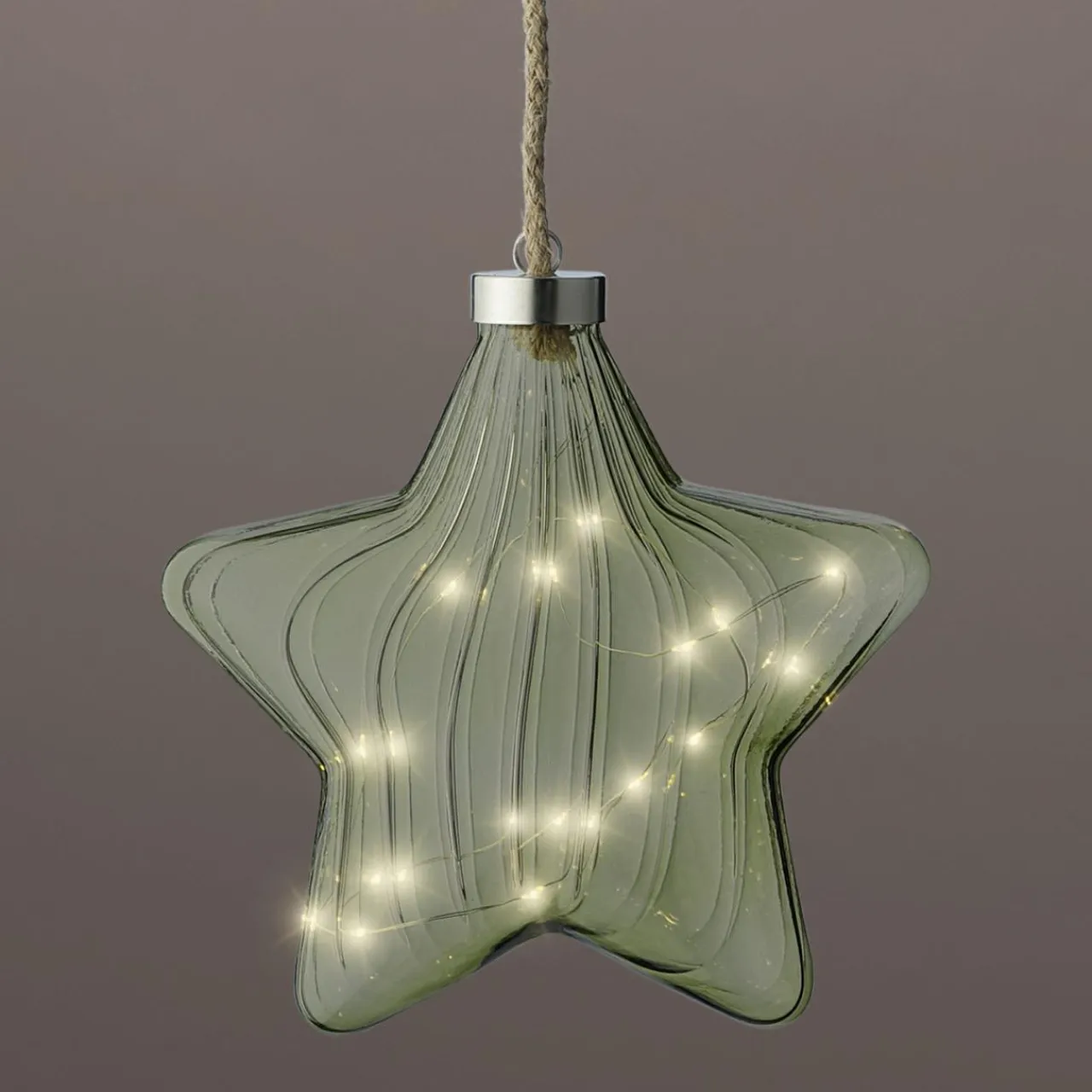 KAEMINGK Étoile lumineuse en verre à piles 15 LED (D20 cm) Vintage Thé et blanc chaud Vert Online