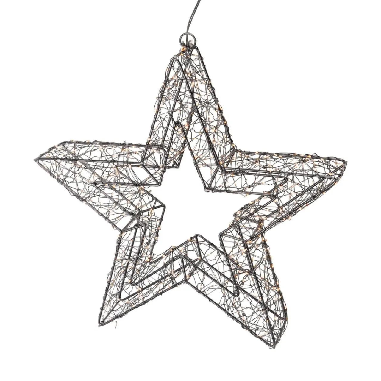 KOOPMAN Étoile lumineuse à suspendre 500 Micro LED (D38 cm) Star Light et blanc chaud Noir Hot