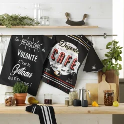DOUCEUR D'INTERIEUR Torchon (70 cm) Degustez Noir Clearance