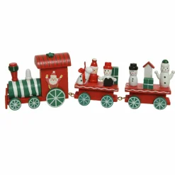 KAEMINGK Train décoratif de Noël en bois (24 cm) Bonhommes de neige Rouge Best