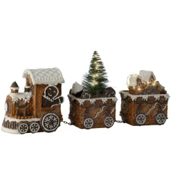 KAEMINGK Train décoratif lumineux (18 cm) Pain d'épices Gourmand Marron Clearance