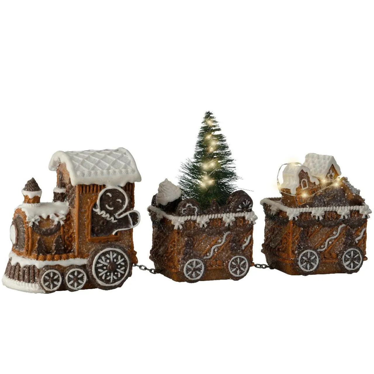 KAEMINGK Train décoratif lumineux (18 cm) Pain d'épices Gourmand Marron Clearance