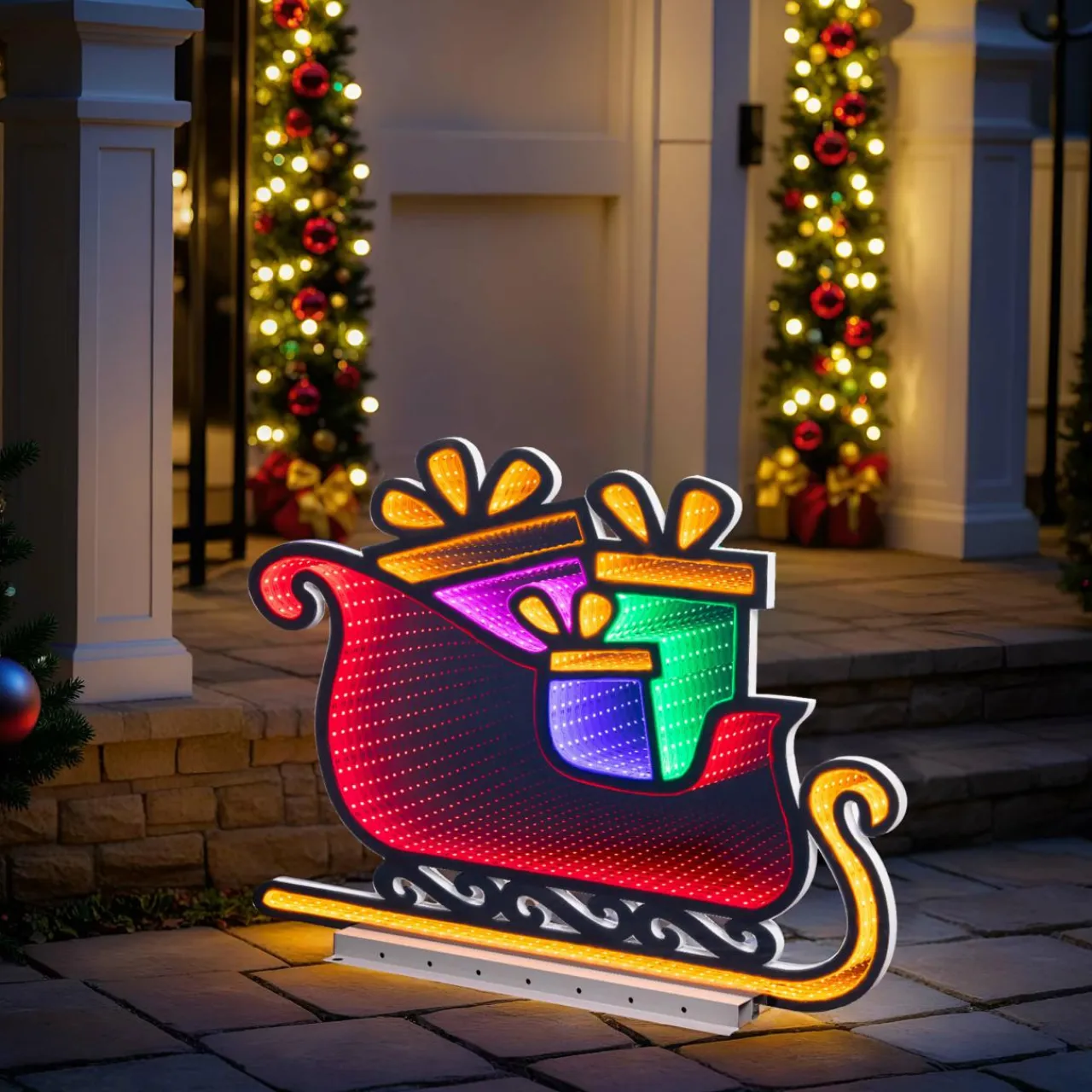 KAEMINGK Traineau du Père Noël lumineux 396 LED (H45 cm) Infinity Multicolore Hot