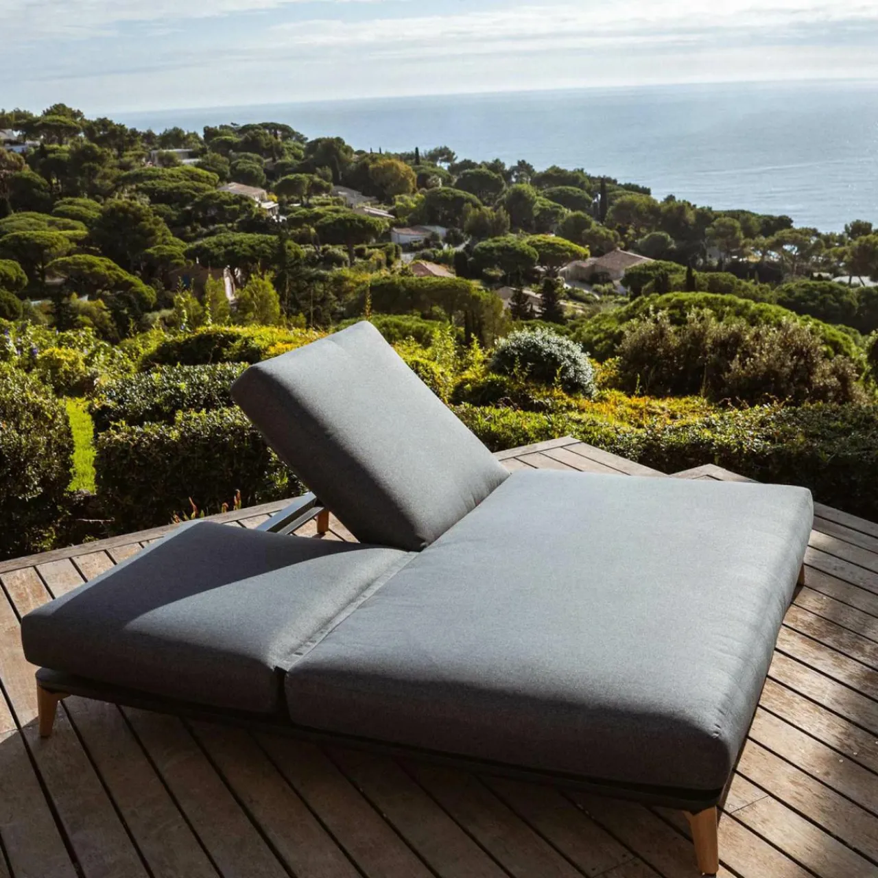 MOBELLIA Transat double en aluminium Monte Carlo Gris Anthracite Discount