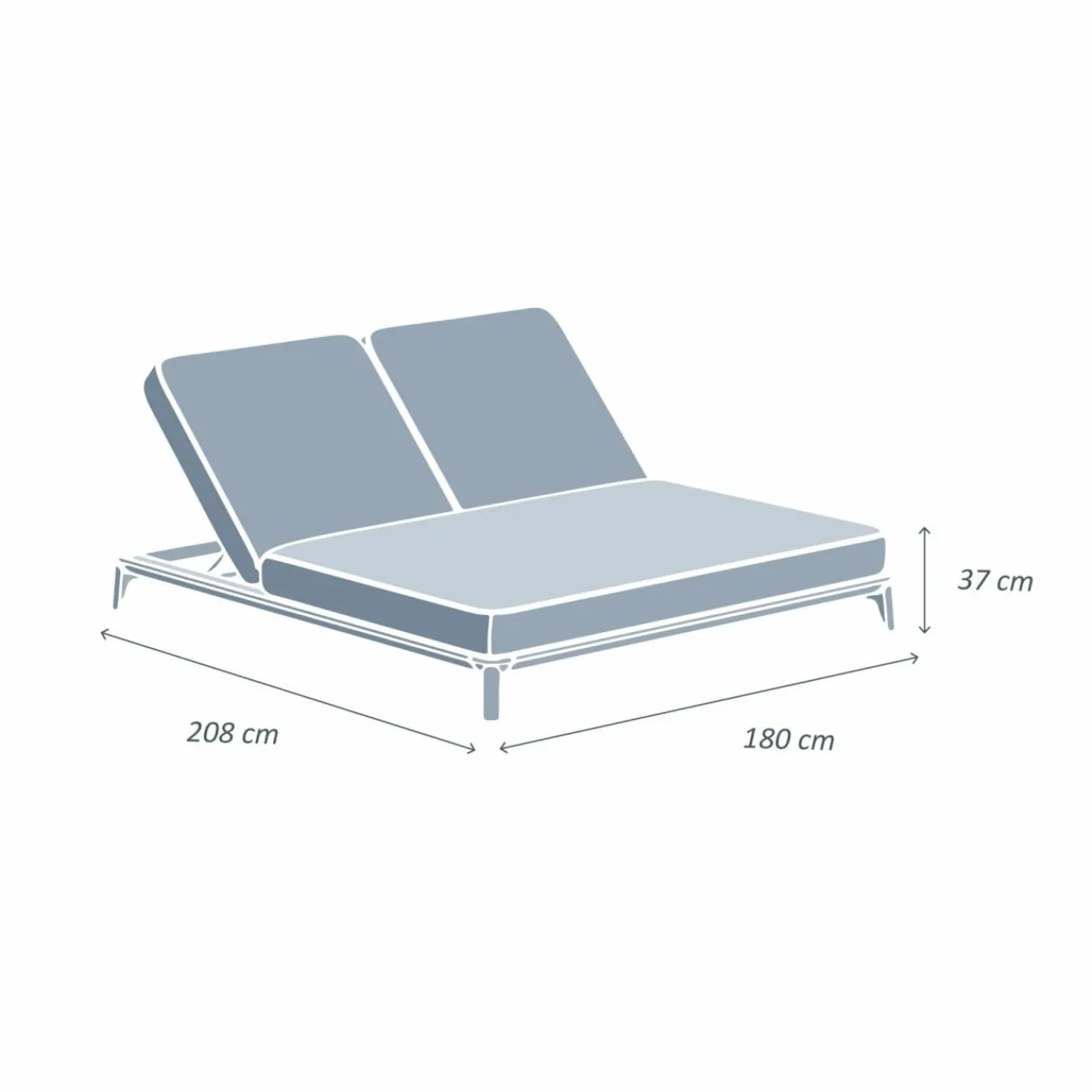 MOBELLIA Transat double en aluminium Monte Carlo Gris Anthracite Discount