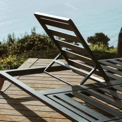 MOBELLIA Transat double en aluminium Monte Carlo Gris Anthracite Discount