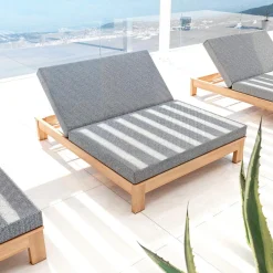 MOBELLIA Transat double en bois d'acacia Bornéo Gris Anthracite