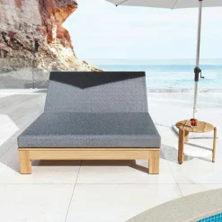 MOBELLIA Transat double en bois d'acacia Bornéo Gris Anthracite