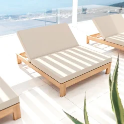 MOBELLIA Transat double en bois d'acacia Bornéo Sable Clearance