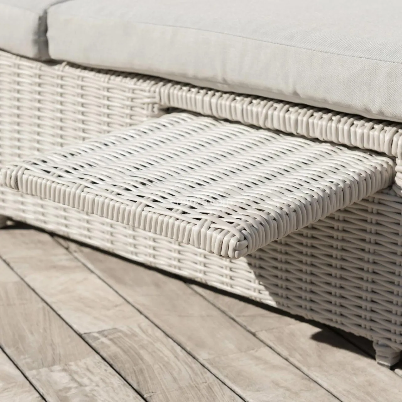 MOBELLIA Transat double en résine tressée - Canapé de jardin Calvi et gris clair Blanc Discount