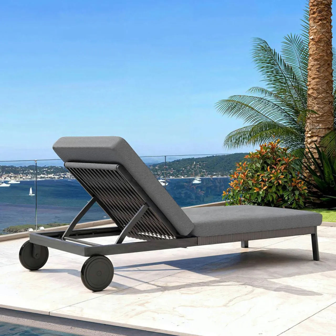 MOBELLIA Transat en aluminium Amalfi Gris Anthracite Online