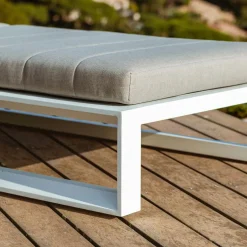 MOBELLIA Transat en aluminium Elba et taupe Blanc Hot
