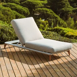 MOBELLIA Transat en aluminium Monte Carlo et taupe Blanc