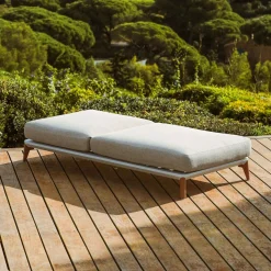 MOBELLIA Transat en aluminium Monte Carlo et taupe Blanc