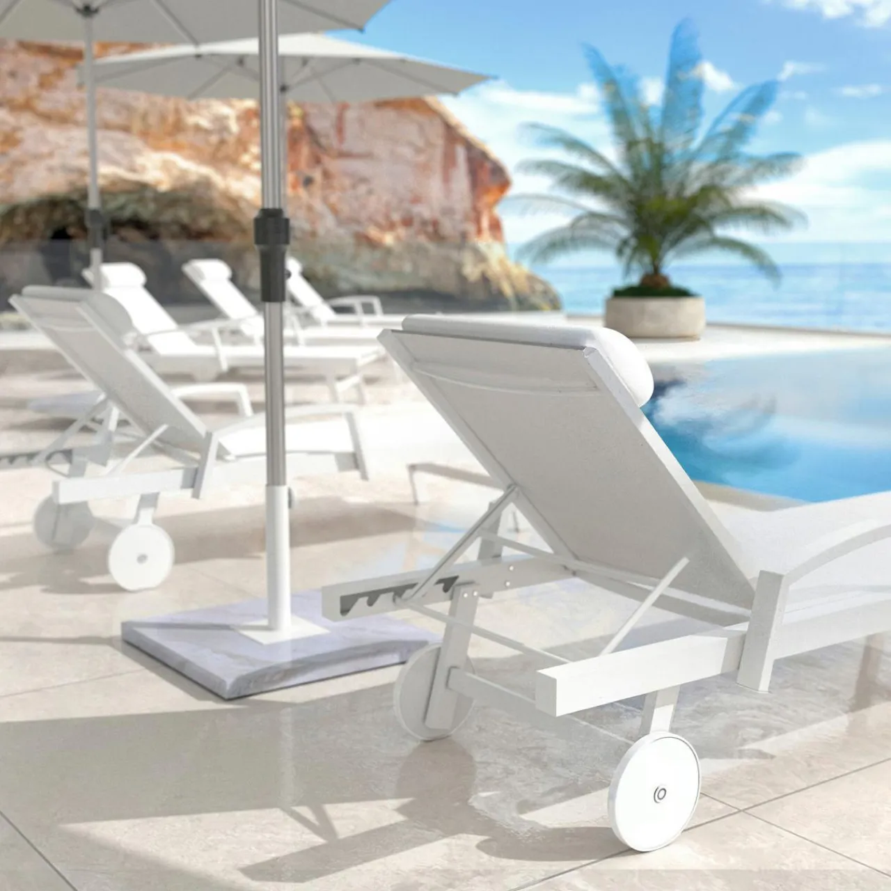 MOBELLIA Transat en aluminium Pirae Blanc Hot