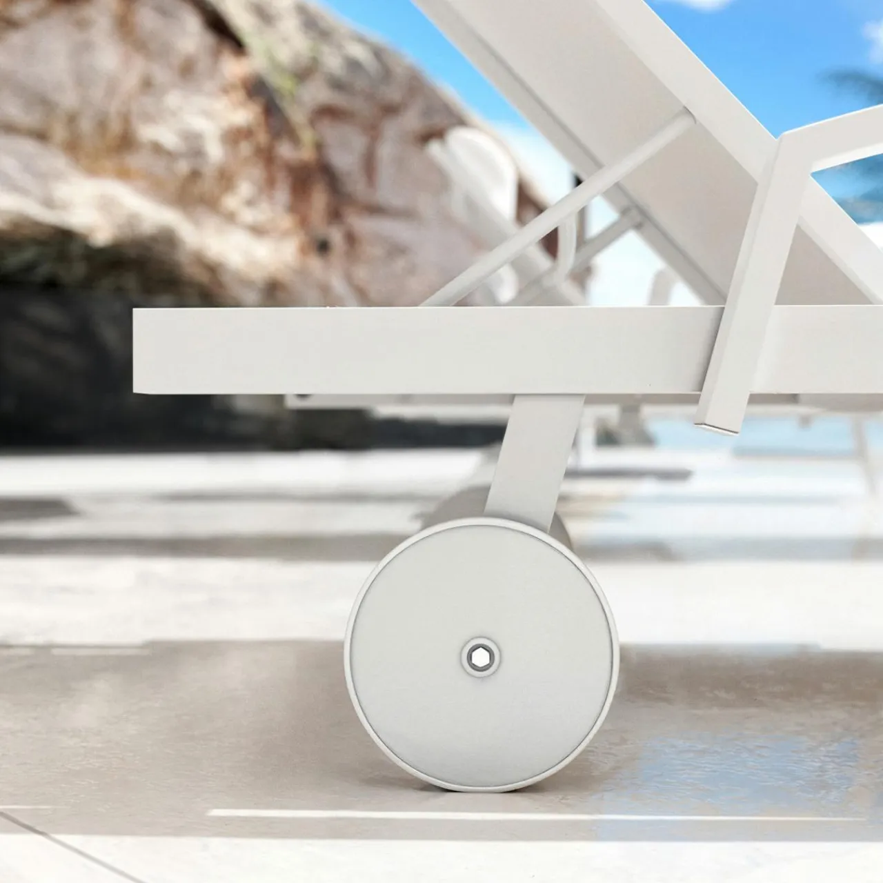 MOBELLIA Transat en aluminium Pirae Blanc Hot