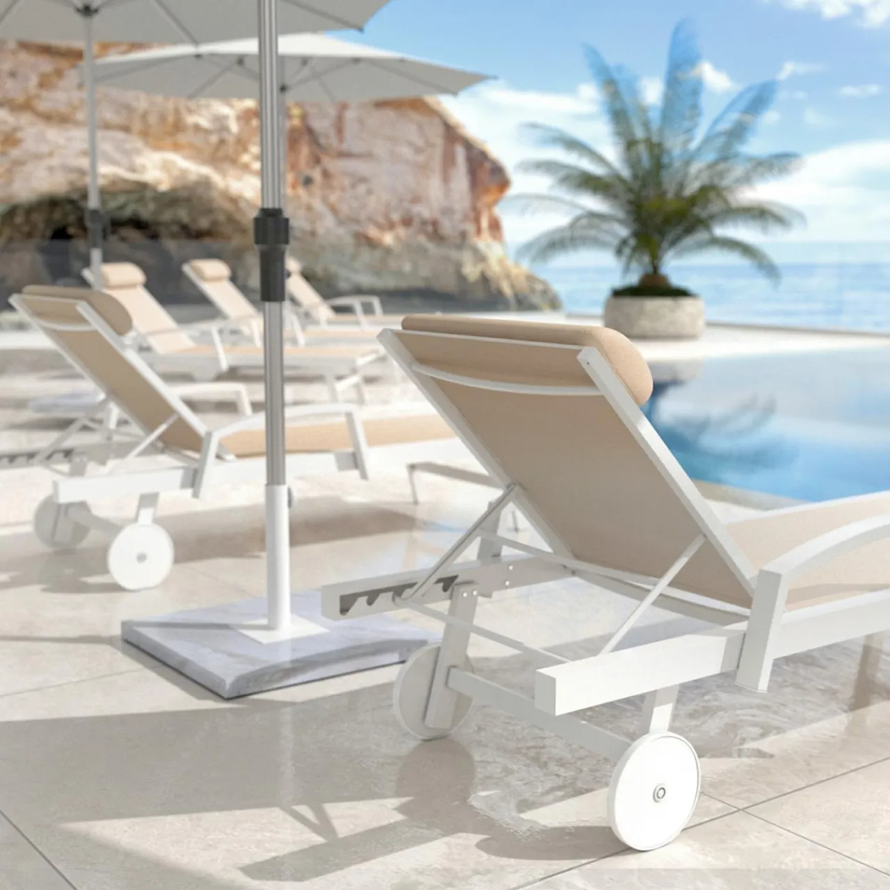 MOBELLIA Transat en aluminium Pirae Ecru Hot