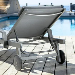 MOBELLIA Transat en aluminium Pirae Gris Anthracite New