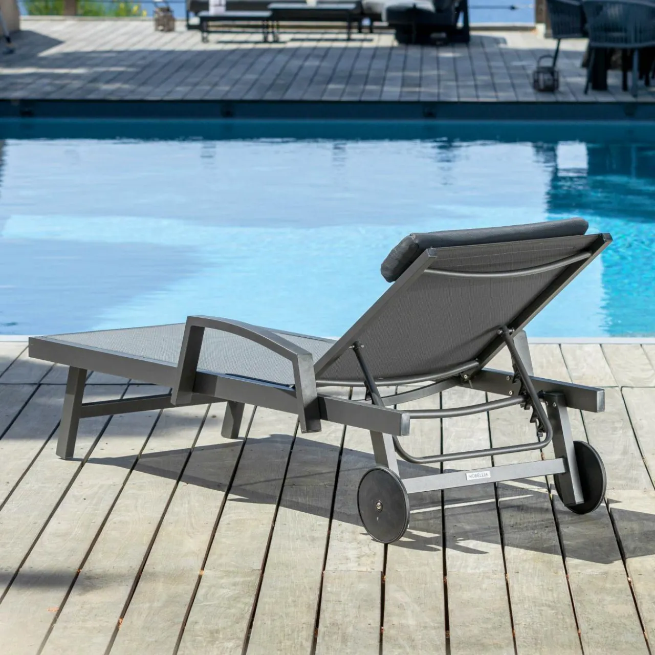 MOBELLIA Transat en aluminium Pirae Gris Anthracite New