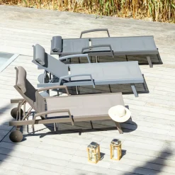 MOBELLIA Transat en aluminium Pirae Taupe
