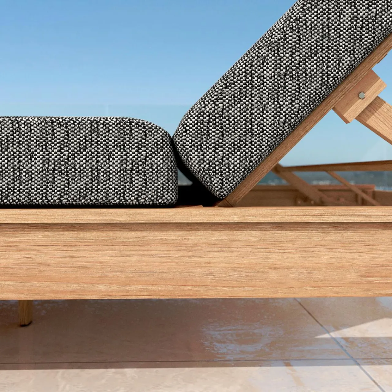 MOBELLIA Transat en bois d'acacia Bornéo Gris Anthracite Sale