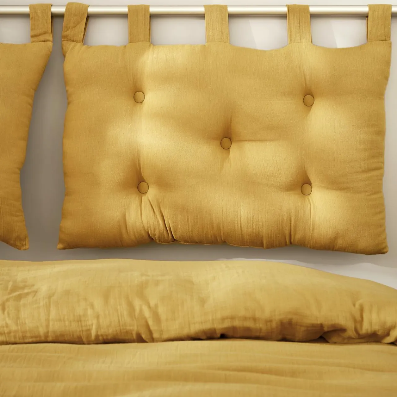 EMINZA Tête de lit coussin gaze de coton (80 x 50 cm) Gaïa Jaune safran Best