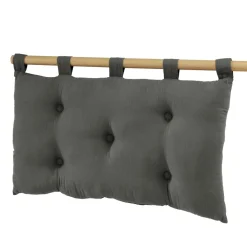 EMINZA Tête de lit coussin gaze de coton (80 x 50 cm) Gaïa Gris granit Gris foncé Discount