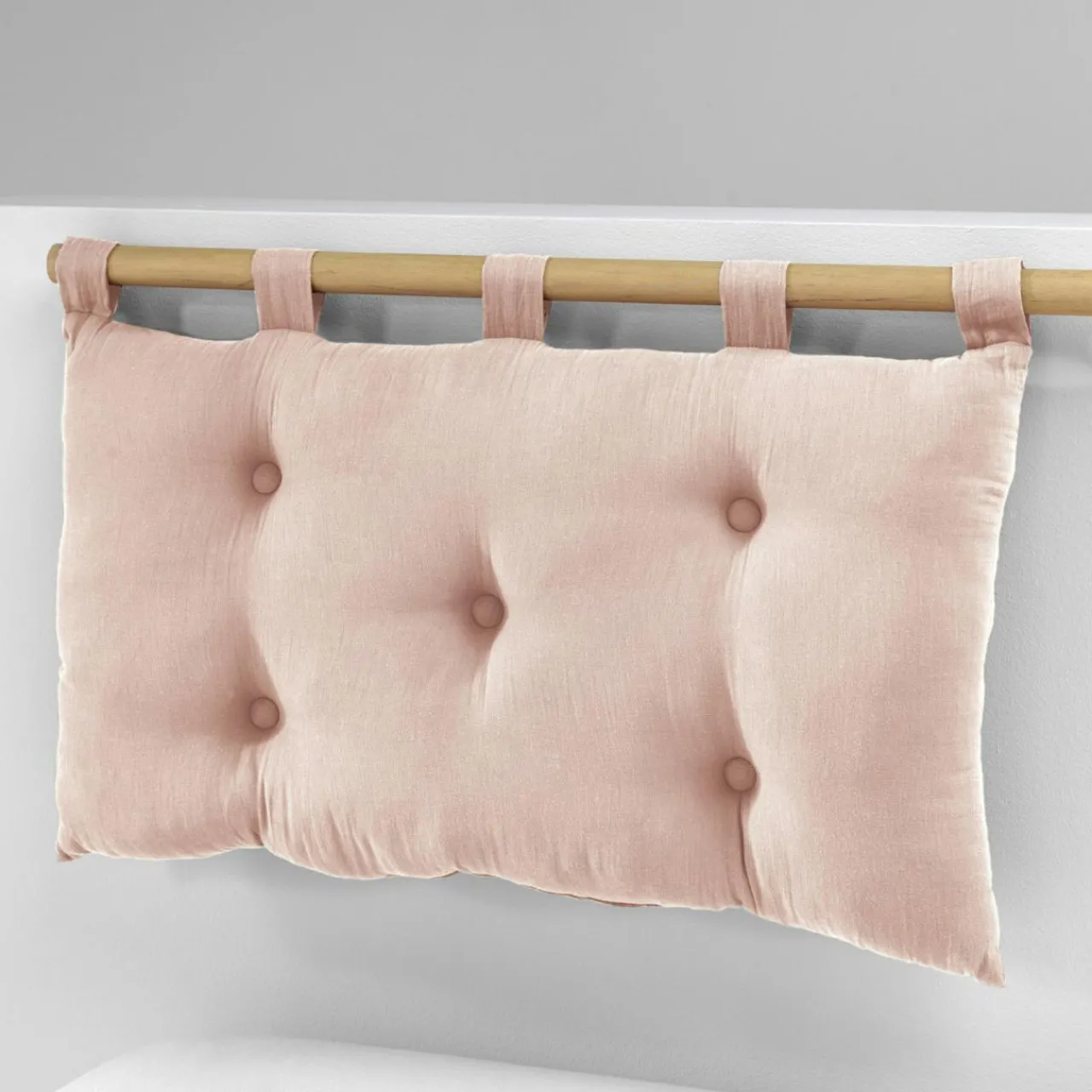 EMINZA Tête de lit coussin gaze de coton (80 x 50 cm) Gaïa Rose poudré New