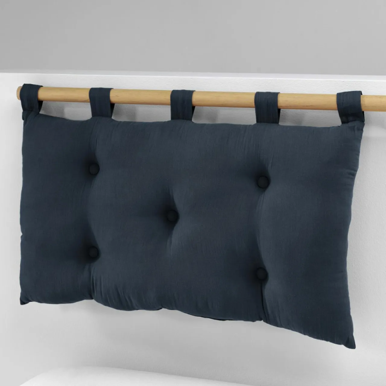 EMINZA Tête de lit coussin gaze de coton (80 x 50 cm) Gaïa Bleu nuit Best