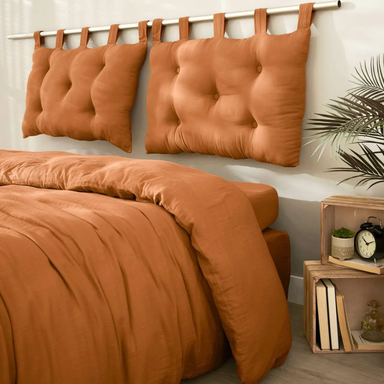 EMINZA Tête de lit coussin gaze de coton (80 x 50 cm) Gaïa Abricot Discount
